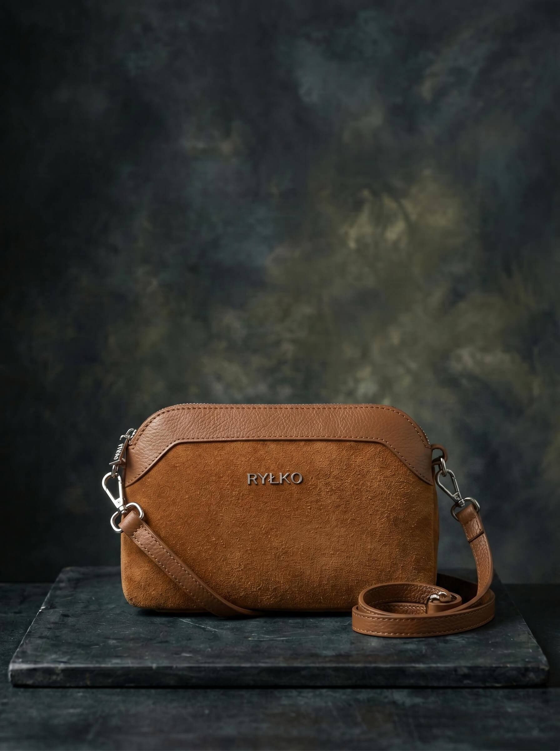 Caramel Suede Camera Bag Front